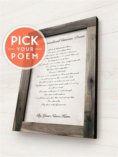 framed personalized canvas poem custom poem print custom poem on canvas rustic barnwood frame