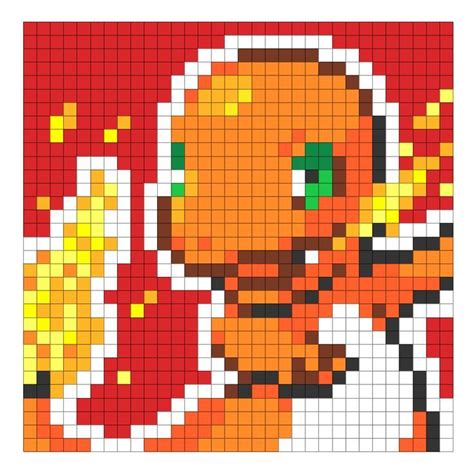 Charmander Pokemon Pix Brix Template Pixel Art Pokemon Pixel Art