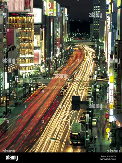 Elevated View At Night Of The Ginza Tokyo Japan Stock Photo Alamy