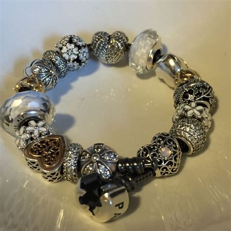 Pandora Oxidized Bracelet With White Pandora Jewelry Pandora Charm