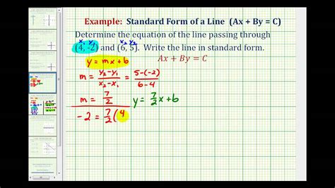 Distinguish between graphs of lines with negative and the mathematical definition of slope is very similar to our everyday one. Ex 2: Find the Equation of a Line in Standard Form Given ...