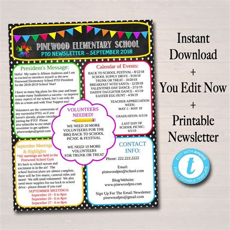 The Printable Flyer For An Upcoming School Year Is Shown In Black And