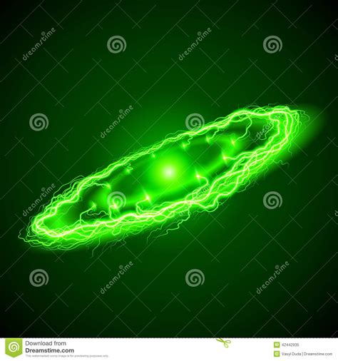 Ring Lightening In Green Color On Dark Background Stock Vector