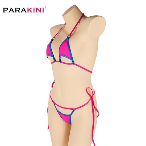 Parakini Women Sexy Bandage Mini Micro Bikinis Open Crotch Thong