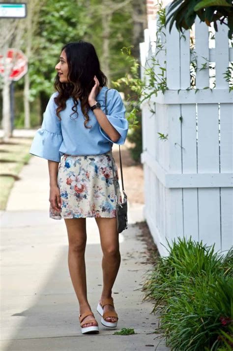 Blue Bell Sleeves And A Floral Skirt An Unblurred Lady
