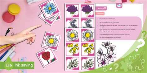 Flower Matching Card Game Twinkl Puzzled Kids Puzzles