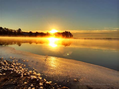 Sunrise Over A Frozen Shore Lake Eufaula Alabama