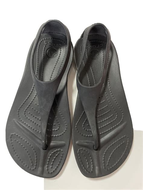 Crocs Sexi Thong Flip Flop Sandal Solid Black Wome Gem
