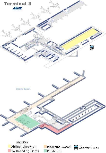 Cancun Airport Terminals Map Cancun Airport Cun There Are 1255