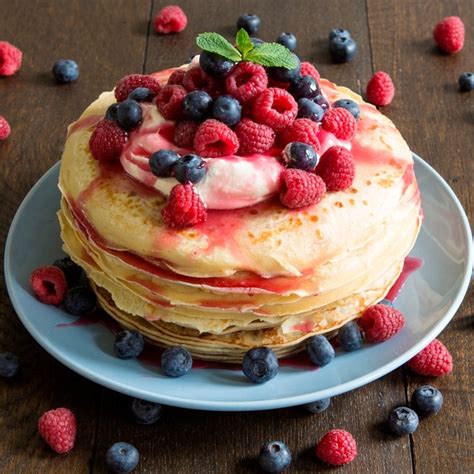 Mixed Berry Pancakes With Cream Baking Mad