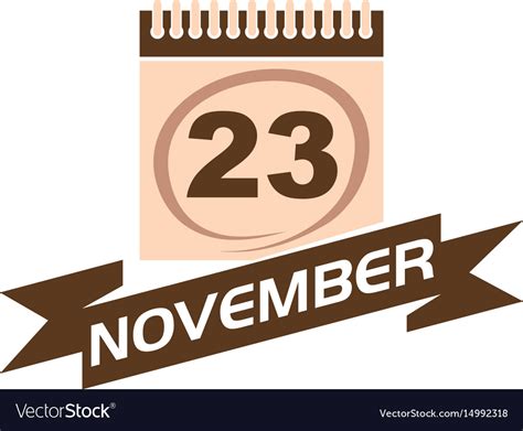 23 November Calendar With Ribbon Royalty Free Vector Image
