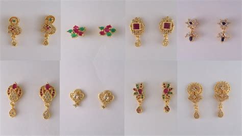 Beautiful 1 Gm Gold Earrings Stone Earring Designs Screw Back