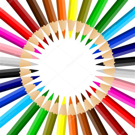Rainbow Colored Pencils Arrayed In A Circle — Stock Vector © Andriano