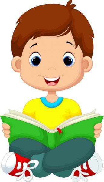 Niño Leyendo Un Libro — Ilustración De Stock En 2020 Dibujos Niños