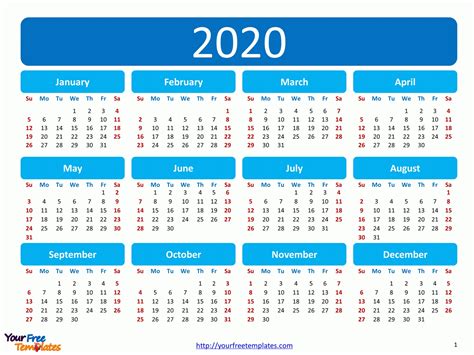 Free 2020 Calendar Powerpoint Template Ciloart