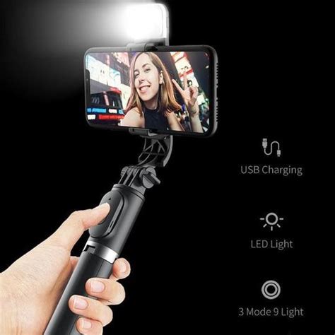 R S Bluetooth Selfie Stick With Remote And Selfie Light Pls Choose Delhivery Courier In