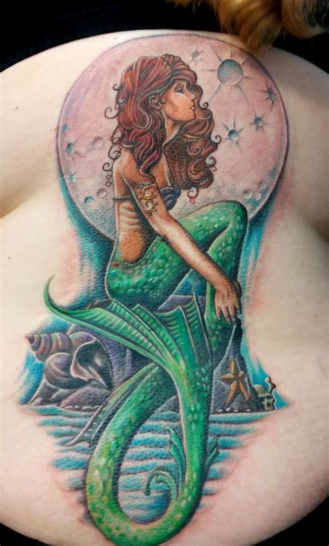 Realistic Colorful Mermaid Tattoo Design For Side Rib Mermaid Tattoo