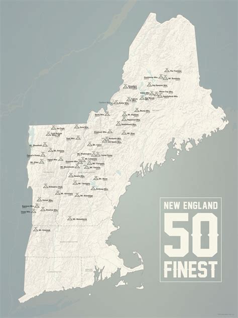 New England Fifty Finest Map 18x24 Poster Best Maps Ever