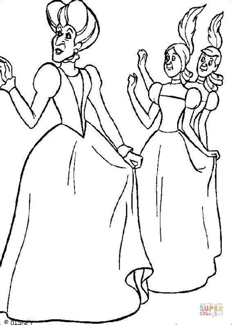 Cinderellas Stepmother And Sisters Coloring Page Free Printable Coloring Pages