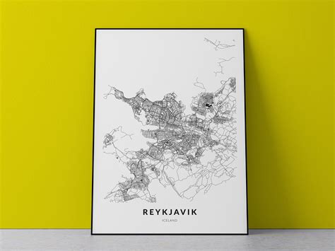 Reykjavik Map Print Custom City Map Print Reykjavik City Etsy
