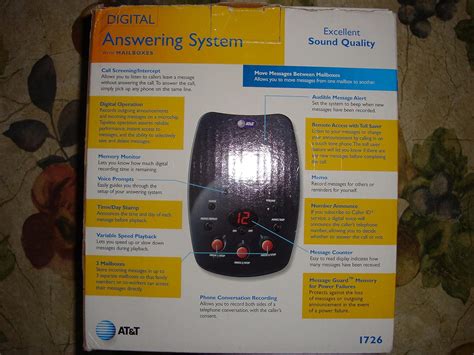 Atandt 1726 Digital Answering System With 3 Mailboxes