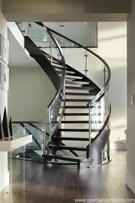 Curved Open Rise Maple Specialized Stair And Rail Staircase Design