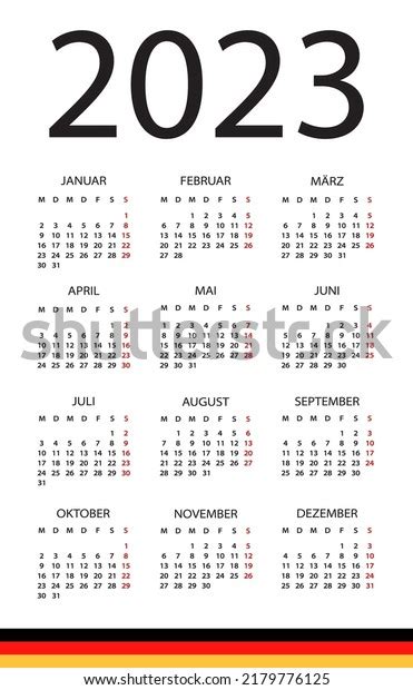 Calendar 2023 Year Vector Illustration Gerrman Stock Vector Royalty