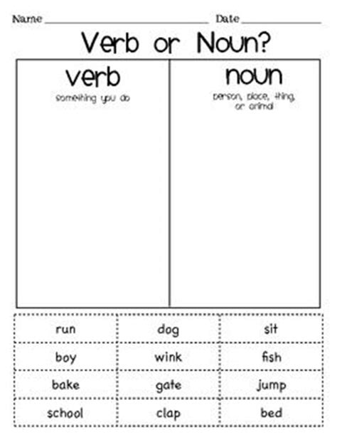 The second is a verb. Verb or Noun Sort | Grammar lessons, Teaching grammar ...