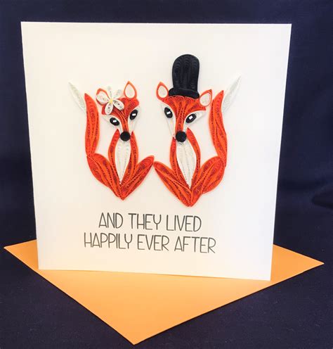 Wedding Card Fox Card Handmade Foxes Anniversary Card Etsy