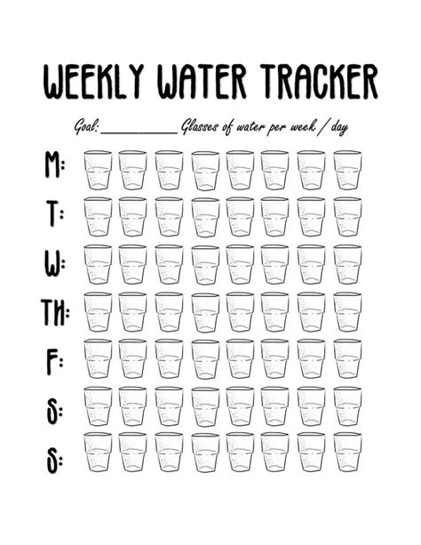 Weekly Water Tracker Digital Download Printable Etsy Bullet Journal