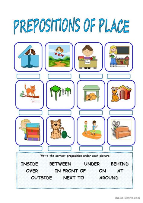 PREPOSITIONS OF PLACE English ESL Worksheets Pdf Doc