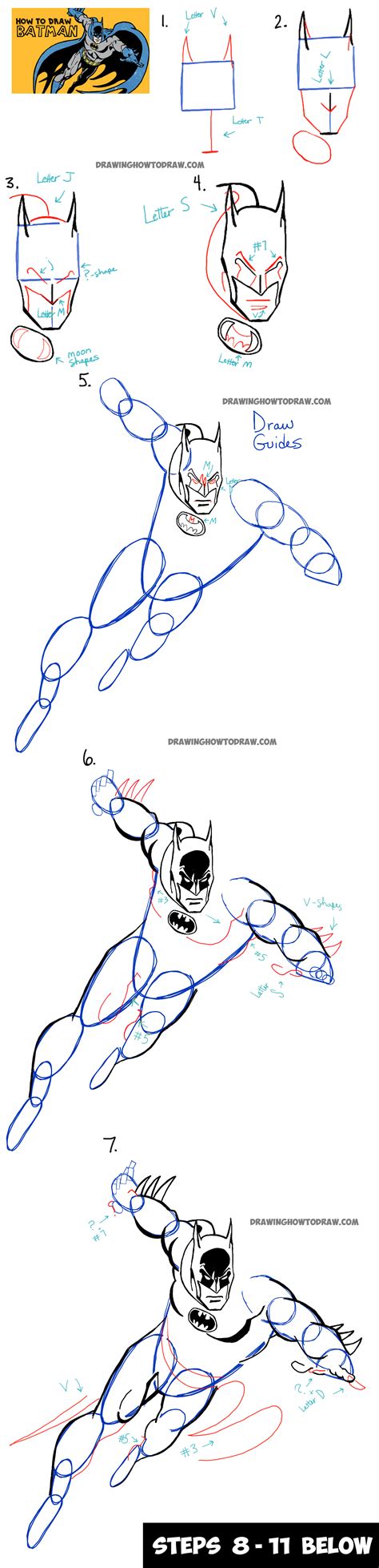 How To Draw Batman In Retro Dc Comics Style Easy Step By Step