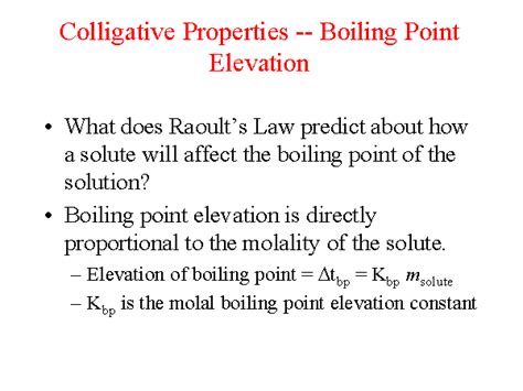 Colligative Properties Boiling Point Elevation