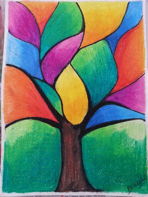 Journey Of Tree Oil Pastel Art Abstract Art Painting Abstract