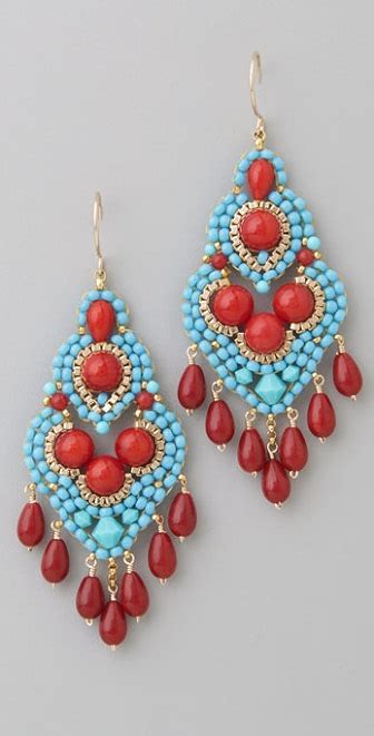 Miguel Ases Turquoise Coral Mini Chandelier Earrings Shopbop