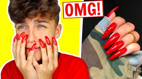 Guy Wears Long Acrylic Nails For A Week First Time Youtube