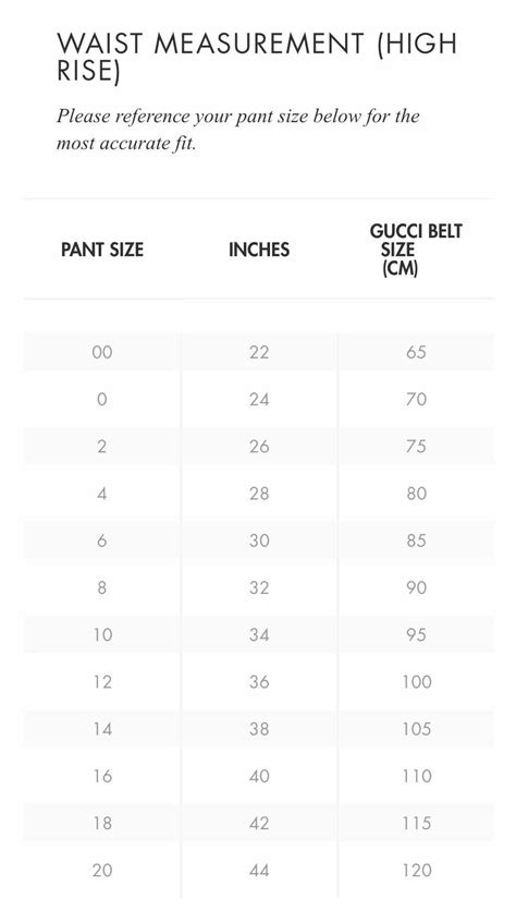 Gucci Belt Sizes Chart