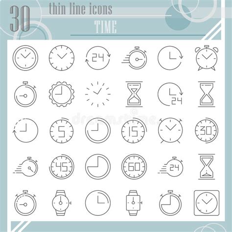 Time Thin Line Icon Set Clock Symbols Collection Vector Sketches