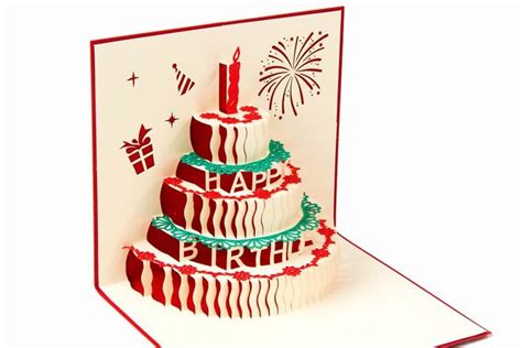 Happy Birthday Cake Postcard With Envelope Handmade 3d Pop Up Greeting