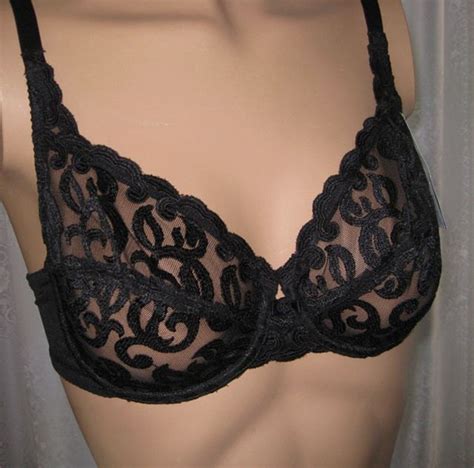 sexy black lace bra 34c low cut comfortable underwire wacoal etsy