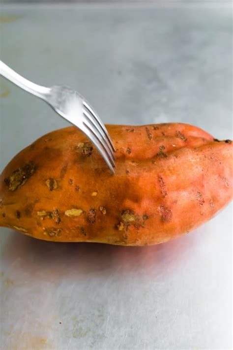 In a convection oven, bake the potatoes at 375 for 45 to 50 minutes and turn them halfway through the cooking time. How to Bake Sweet Potatoes | sweetpeasandsaffron.com