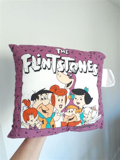 The Flintstones Double Sided Pillow Fred Dino Pebbles Cartoon Etsy