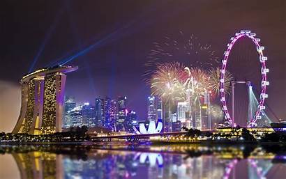 Singapore Skyline Richest Cool Lights Barcelona 4k