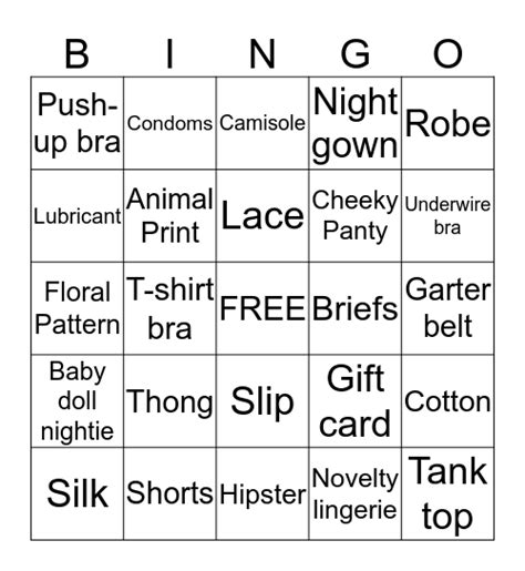 Sexy Bingo Card