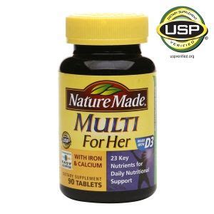Women's wellness needs are different from those of men. Nature Made Multi For Her With Iron & Calcium Dietary ...