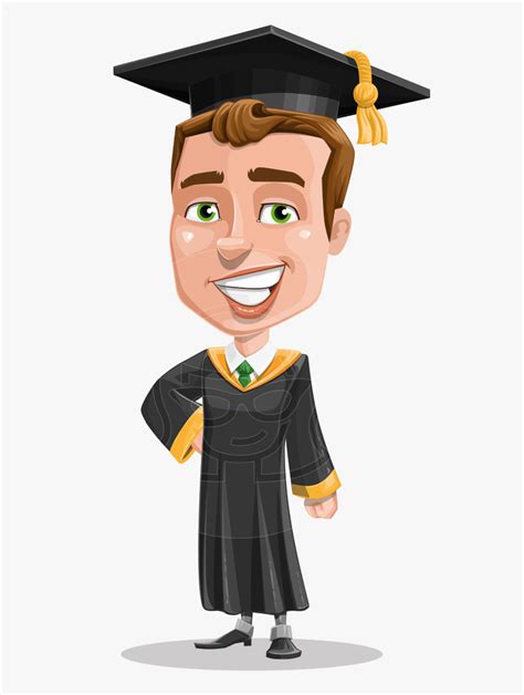 Male College Graduate Cartoon Vector Character Aka Graduation Cap On