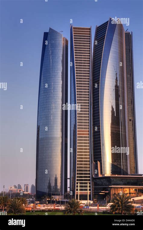 Skyscrapers In Abu Dhabi At Dusk United Arab Emirates Stock Photo Alamy