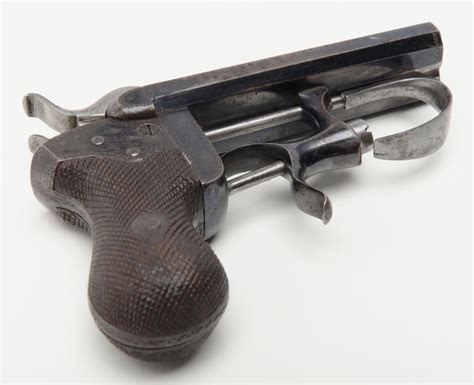 Delvigne Marked Double Barrel Pin Fire Derringer Or Pocket Pistol In