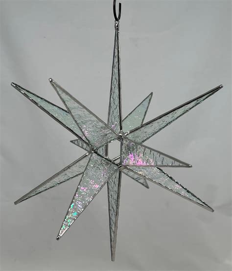 Hanging 3d Stained Glass Moravian Star Christmas Star Ornament Clear