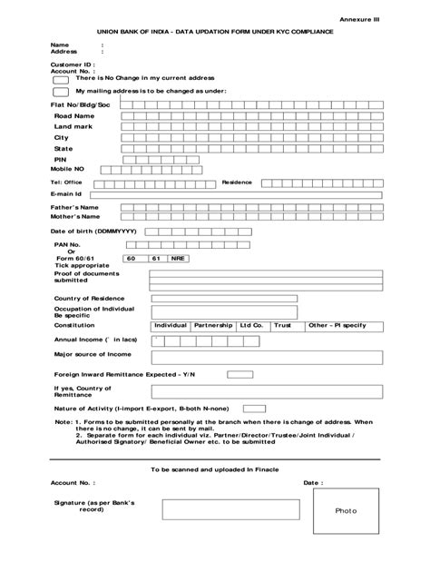 Union Bank Kyc Form Fill Online Printable Fillable